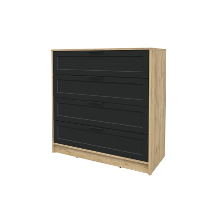 Kомод Тренд КТ-К100 (Дуб золотой ЛДСП/ Черный ЛМДФ) Ш1000 В1020 Г451